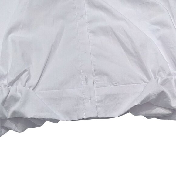NWOT PARKE White Bubble Down Cropped Blouson Poplin Shirt Boho Normcore Size L - Picture 7 of 10